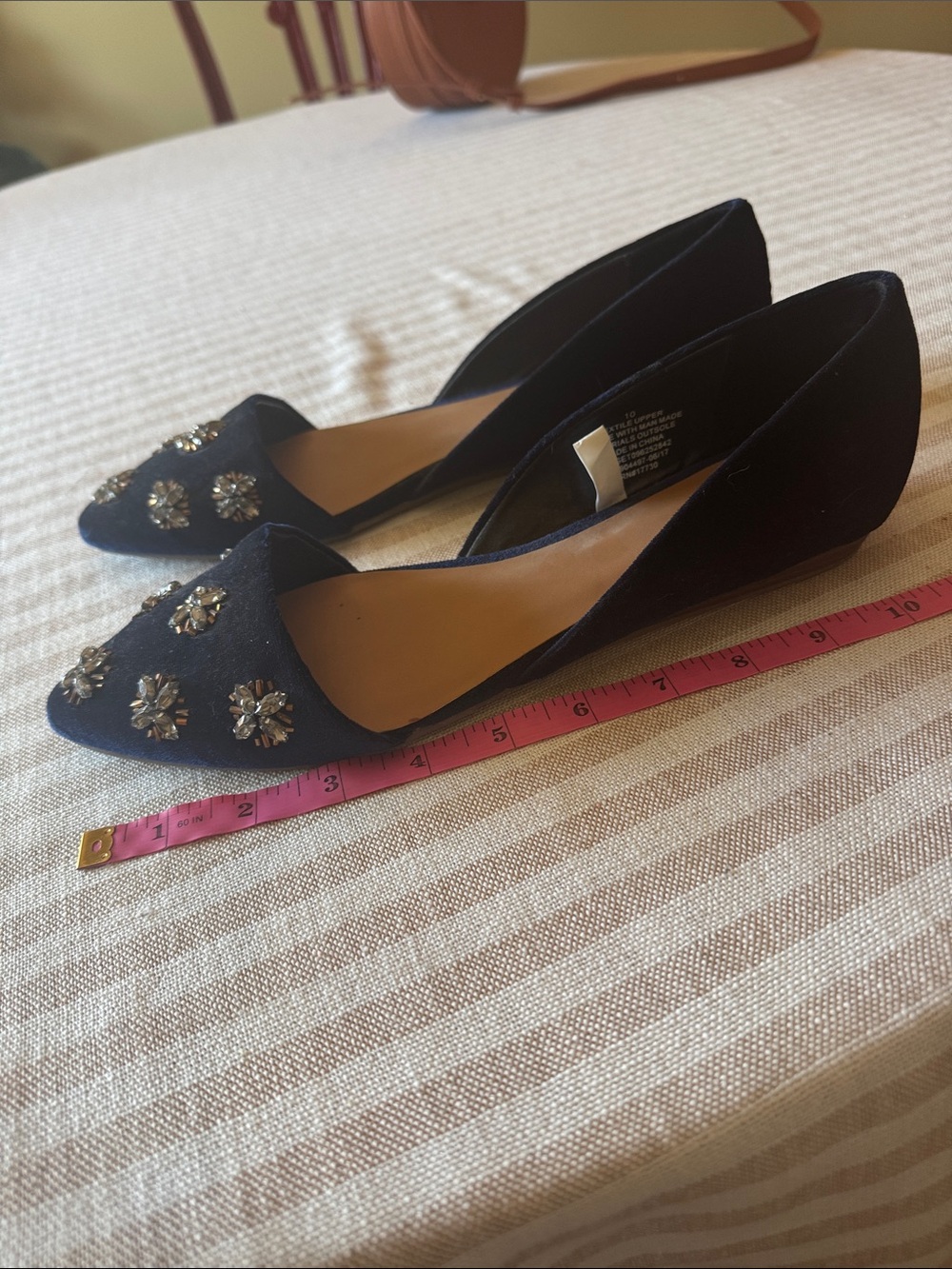 Mossimo Supply Co. Navy Pointed Toe Flats with Crystal Flower Accents - Picture 7 of 8